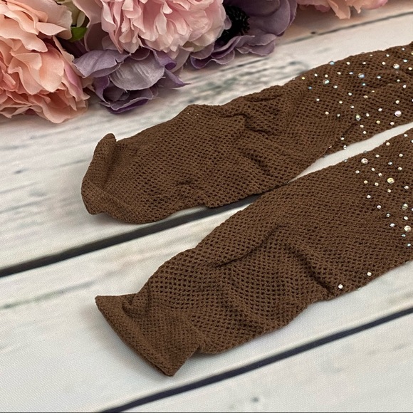 Sexy Coffee Fishnet Pantyhose with Crystal Rhinestones - Picture 12 of 16